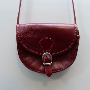 Small Red Genuine Leather Crossbody Purse
